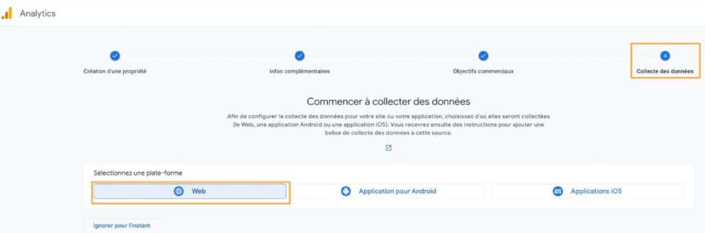 création flux GA4 - formation google analytics 4